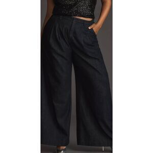 Anthropologie The Avery Pleated Wide-Leg Denim Trousers by Maeve Sz 30